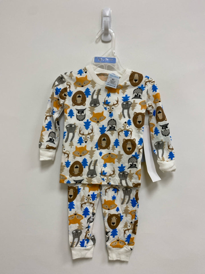 NWT SIZE 2T White Brown/Blue Animals Boy&