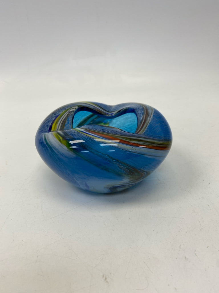Blue Yellow/Multi Swirl Glass Vase