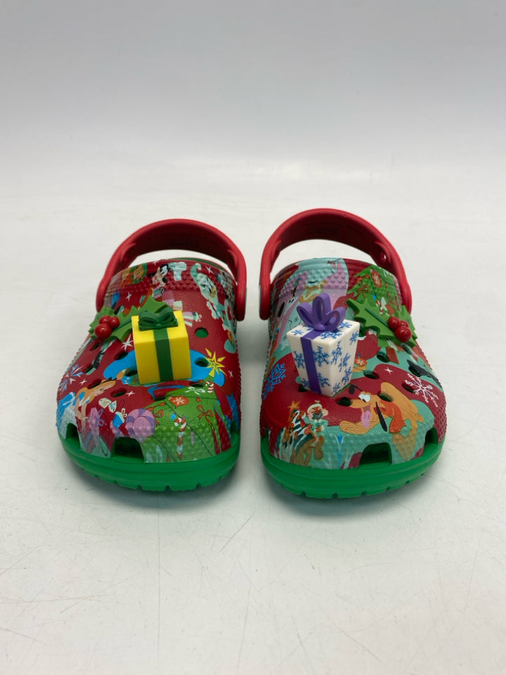 Crocs SIZE 9 Green Red Christmas Boy&