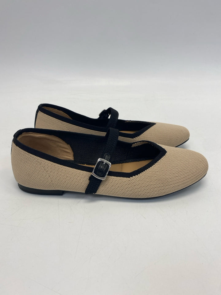 RACHEL ZOE  Size 8.5 Tan Black Trimmed Knit Flats