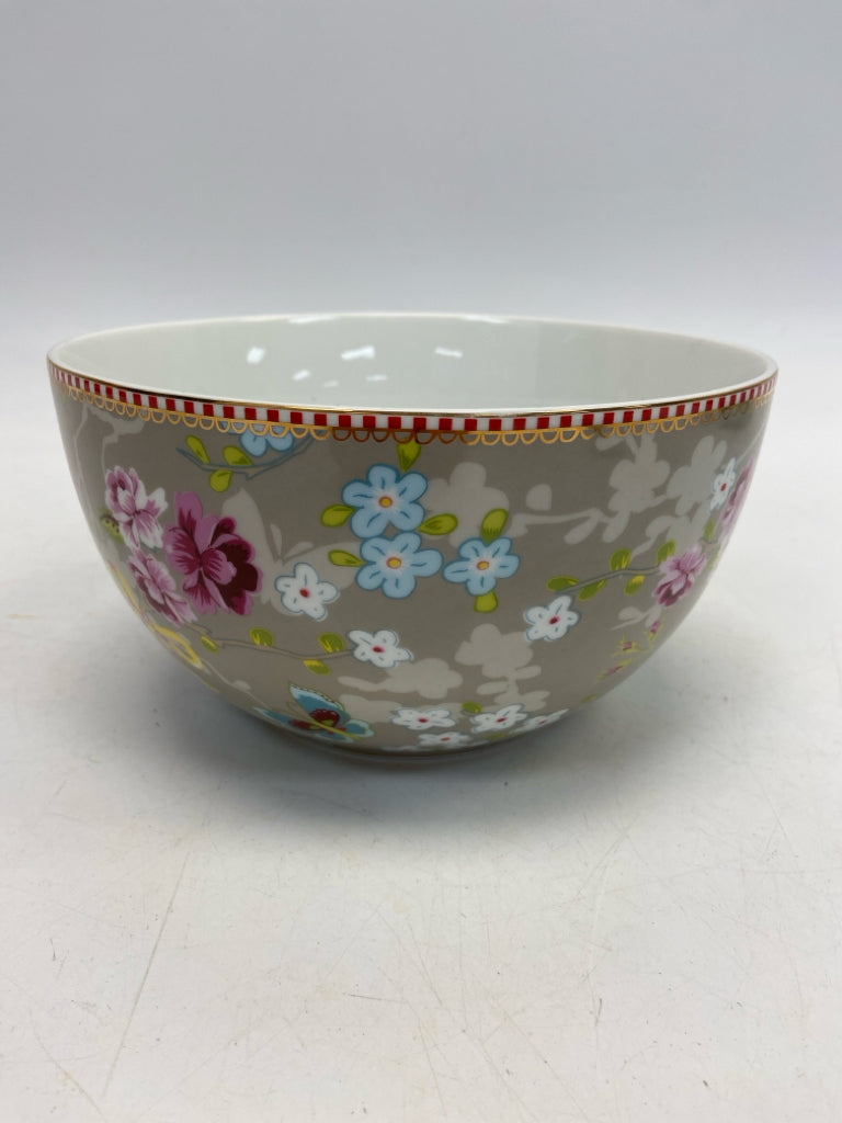 Taupe/White Pink/Multi Flowers Bowl(s)