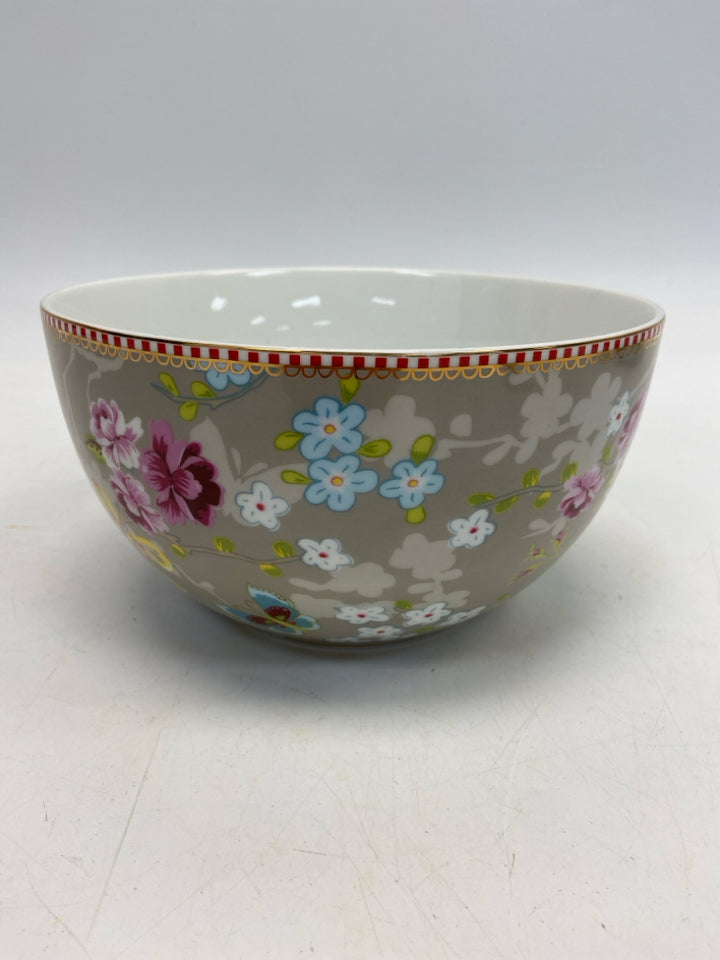 Taupe/White Pink/Multi Flowers Bowl(s)