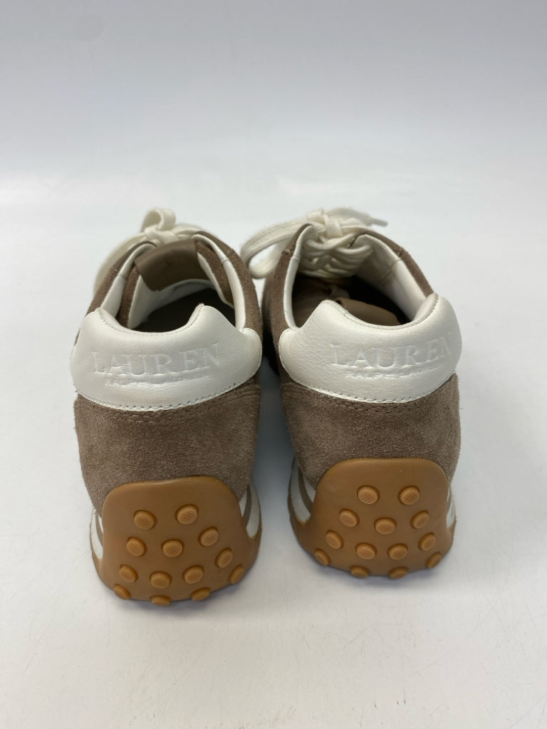 Ralph Lauren  Size 9 Brown White Lace-up Suede Sneakers