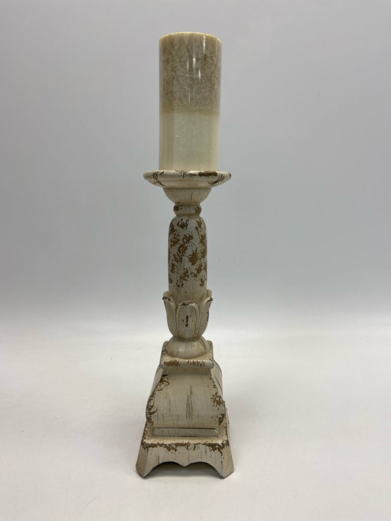 Cream Distressed Candleholder(s)