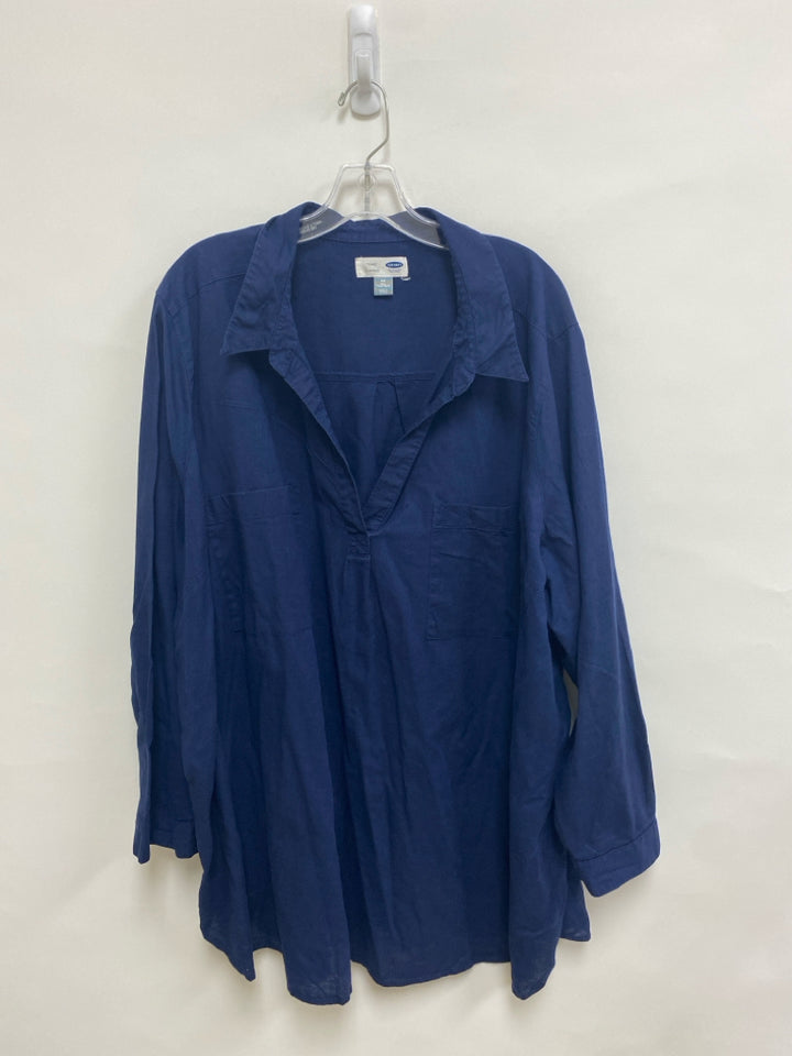 Old Navy  SIZE  4X Navy Tunic Linen Blend Plus Size Top