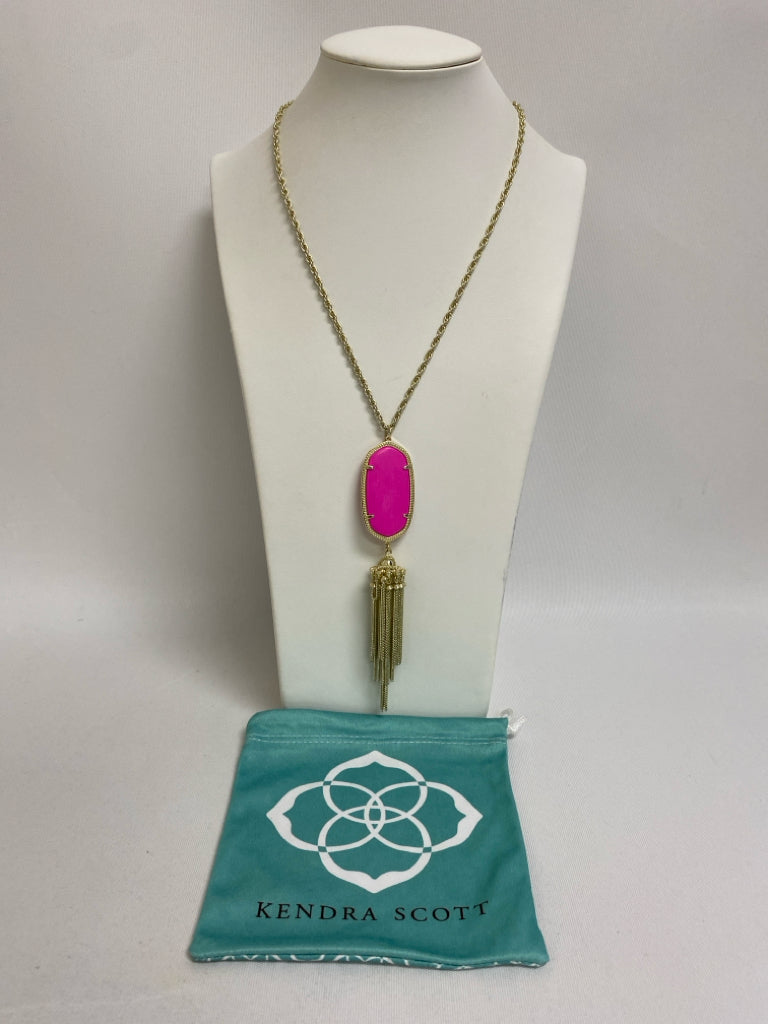 Kendra Scott Gold Color Hot Pink Jeweled Necklace