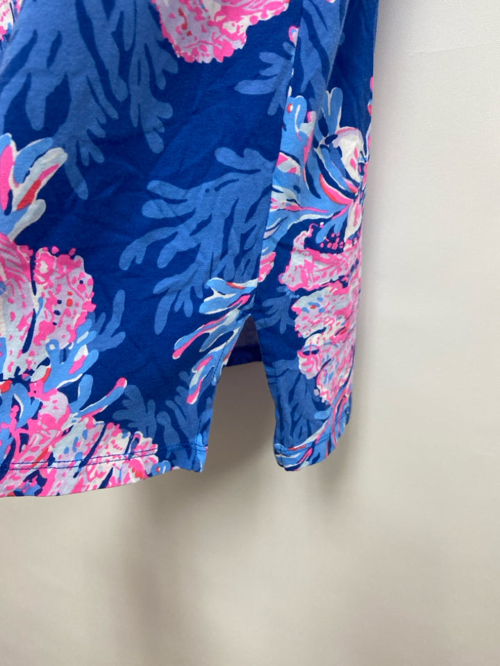 LILLY PULITZER Size S White Blue/Pink Flowers Ladies Top