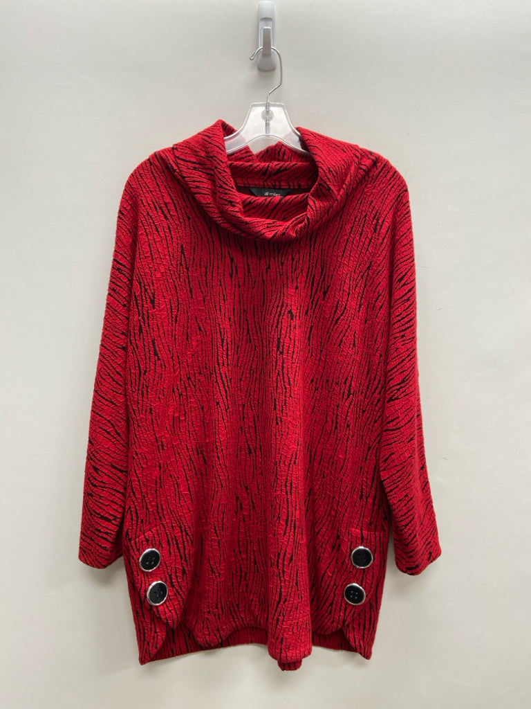 Ali Miles Size M Red Black Texture Cowl Neck Ladies Top