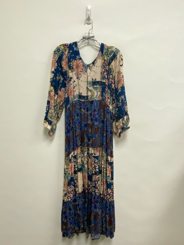 GiGiO Size L Navy Pink/Yellow Flowers Ladies Dress
