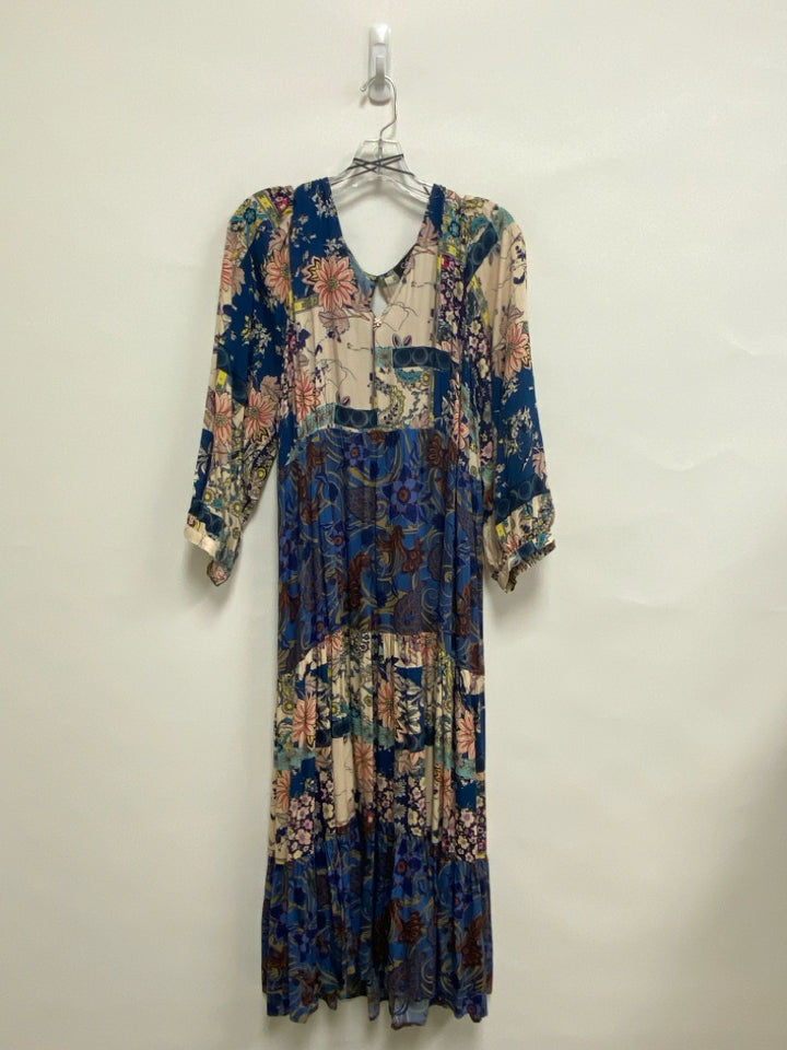 GiGiO Size L Navy Pink/Yellow Flowers Ladies Dress