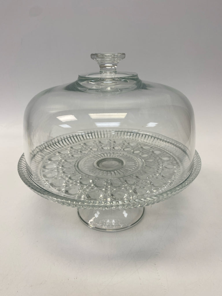 Clear Dots Glass Cake Plate/Stand
