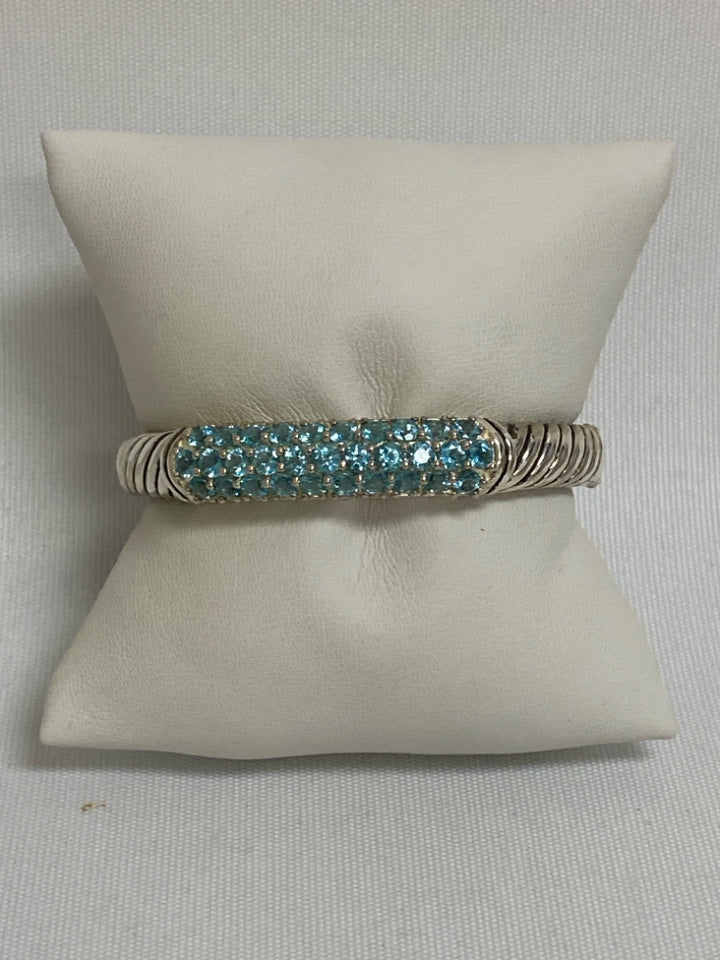 Silver Blue Jeweled Bracelet