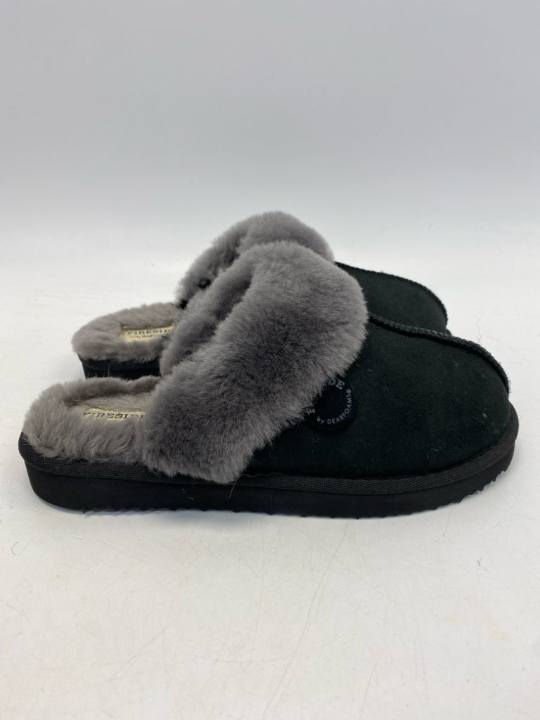 Dearfoams  Size 8.5 Black Gray Slippers