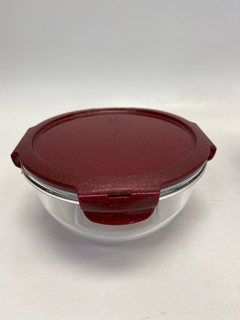 Lock &amp; Lock Red Clear Glitter Glass Bowl(s)