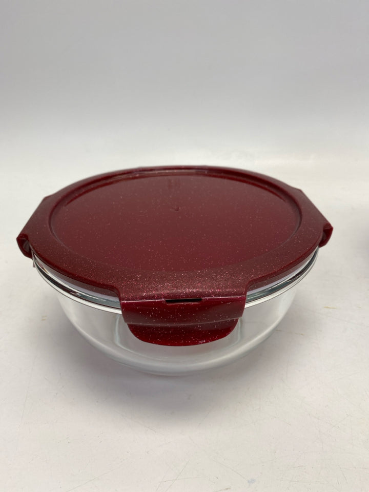 Lock &amp; Lock Red Clear Glitter Glass Bowl(s)
