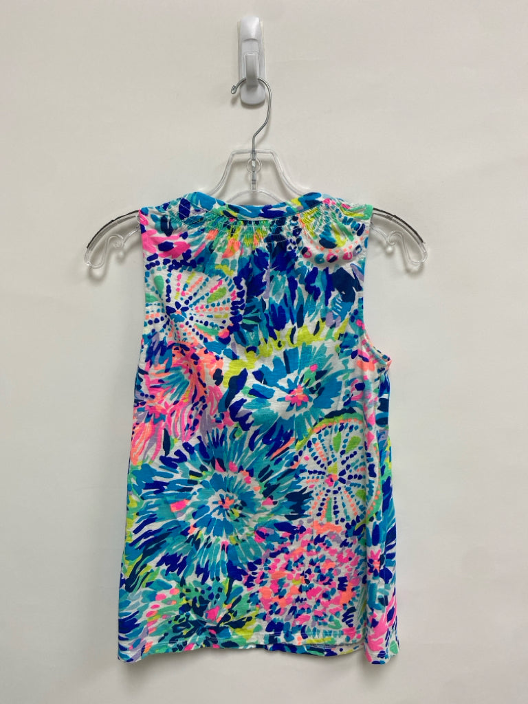 LILLY PULITZER Size XS Blue White/Pink Floral Sleeveless Ladies Top