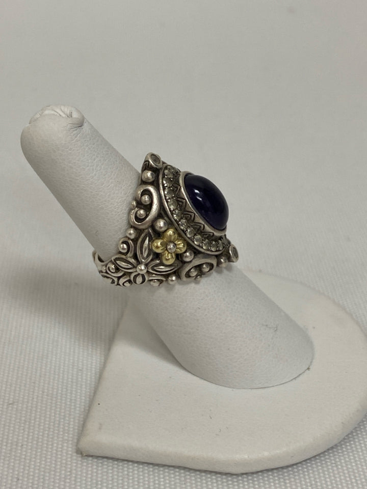 Silver/Gold Purple Stones Ring
