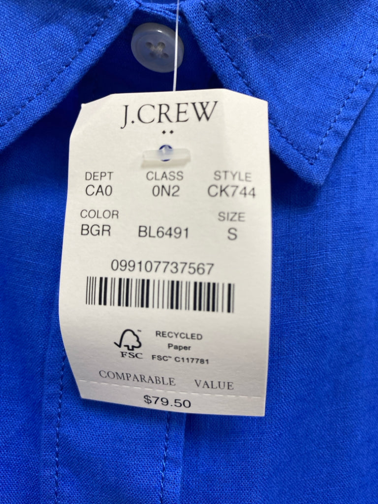 NWT J Crew Size S Royal Blue Linen Blend Ladies Top