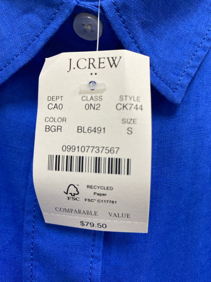 NWT J Crew Size S Royal Blue Linen Blend Ladies Top