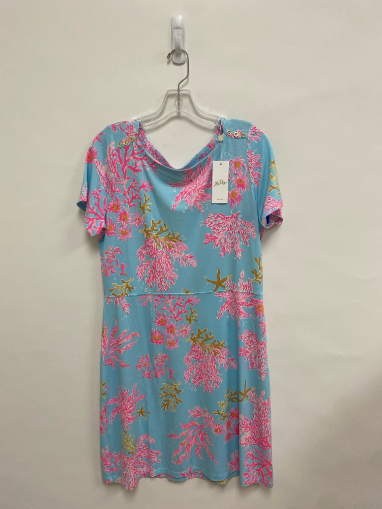 NWT LILLY PULITZER Size L Blue Pink/White Sea Coral Ladies Dress