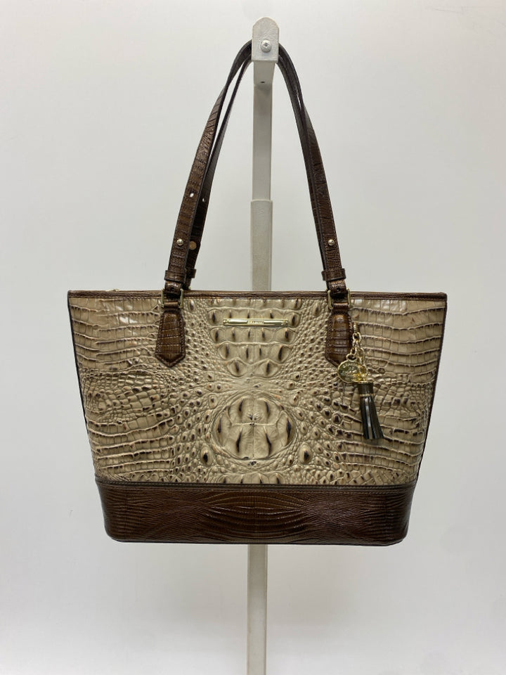 Brahmin Brown Embossed Leather Handbag