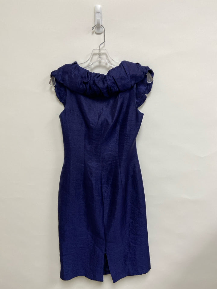 Papell Size 8 Dark Purple Ruffles Sleeveless Ladies Dress