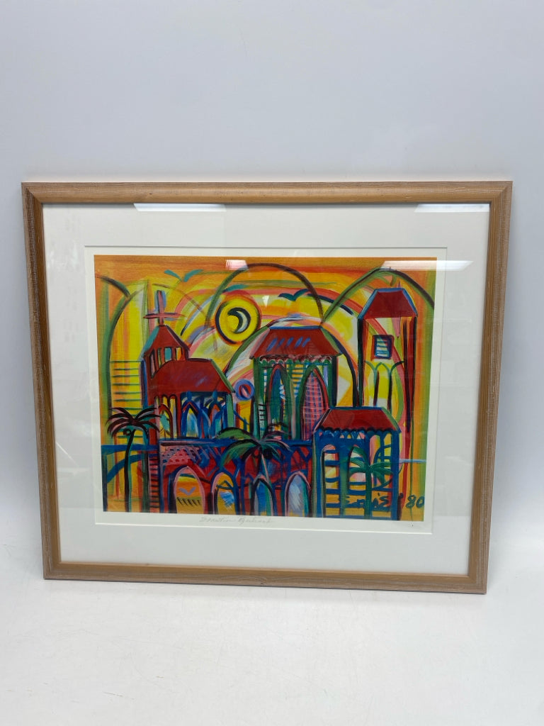 Red/Gold Blue/Green Tropical Framed Art