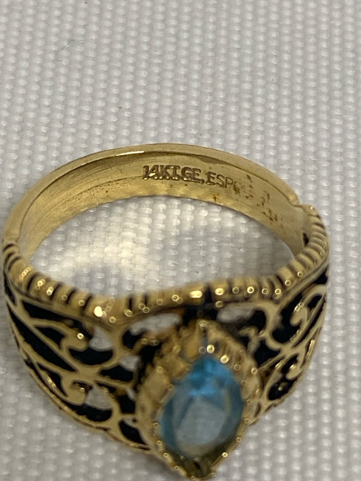 Gold Color Light Blue Stones Ring