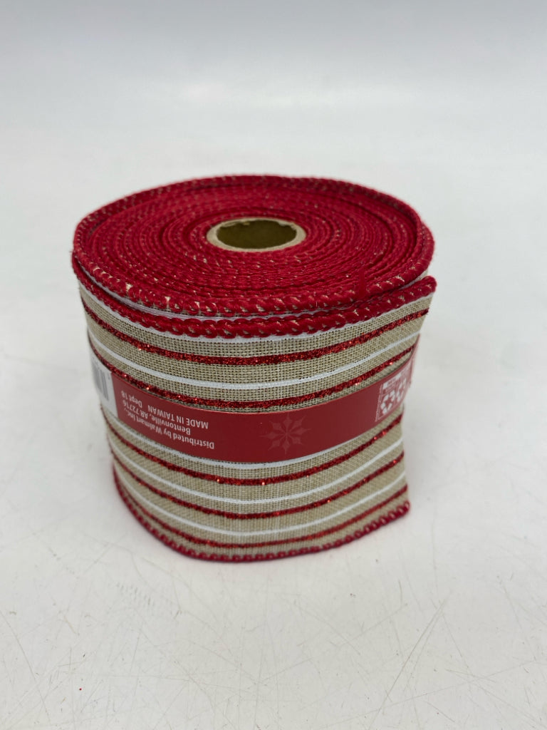 NEW Natural Red/White Striped Christmas