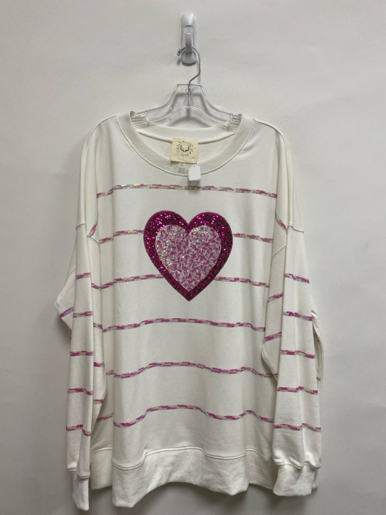 NWT Fantastic Fawn Size L White Pink Sequins Ladies Sweatshirt