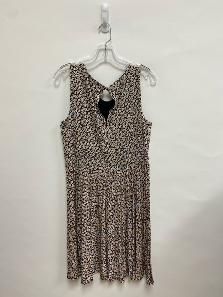 LOFT Size L Pale Pink Black Flowers Sleeveless Ladies Dress