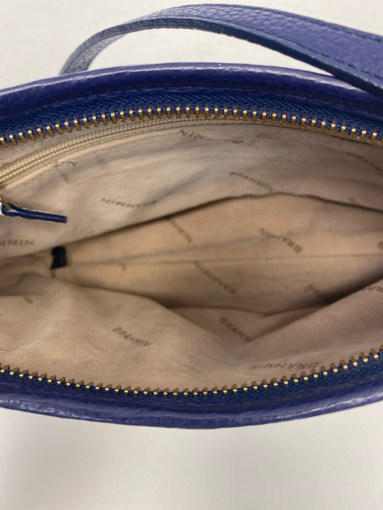 Brahmin White Dark Blue Stripe(s) Handbag