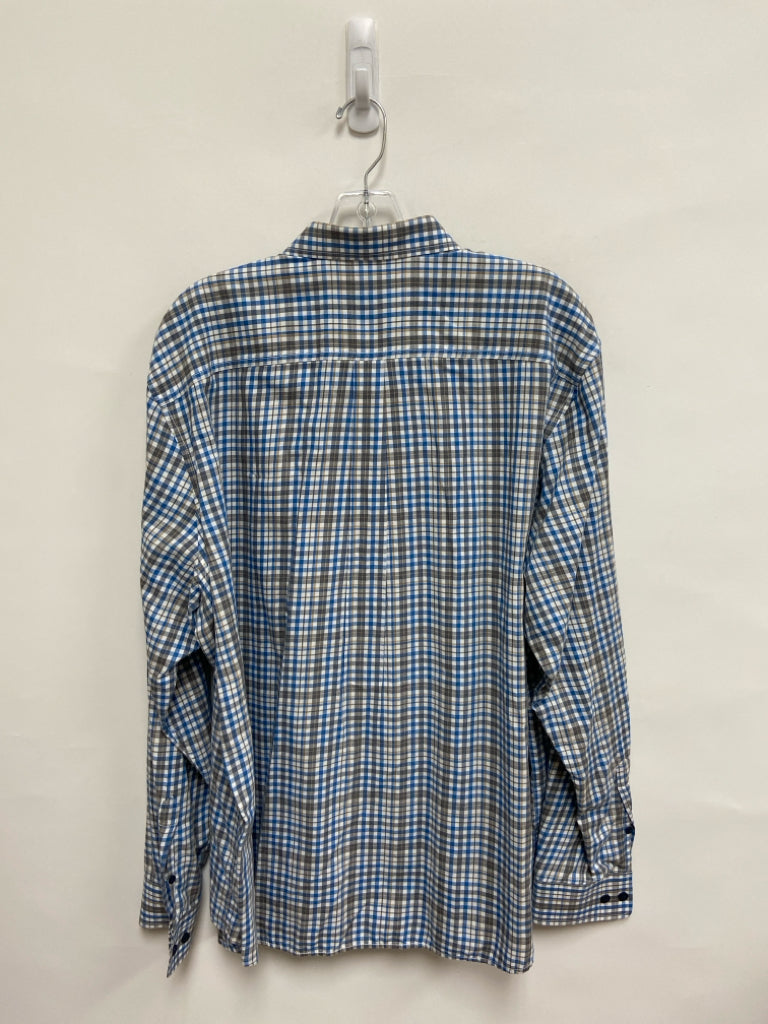 johnnie-o Size XL Blue/Gray White/Taupe Plaid Men&