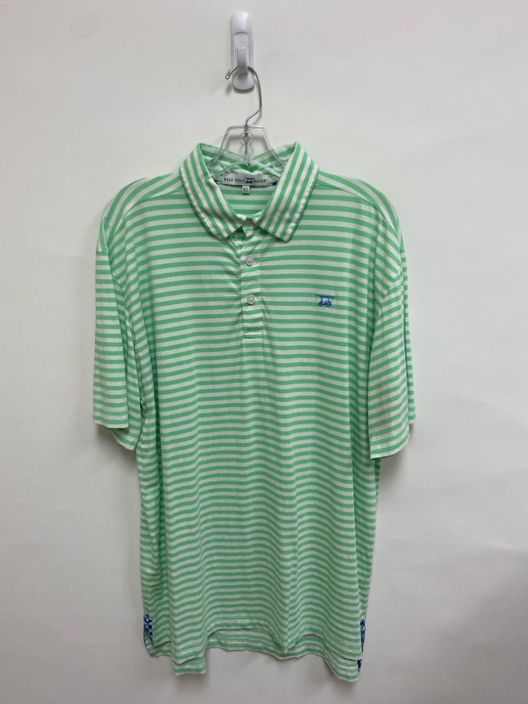 Bald Head Blues Size XL Mint Green White Stripes Polo Men&
