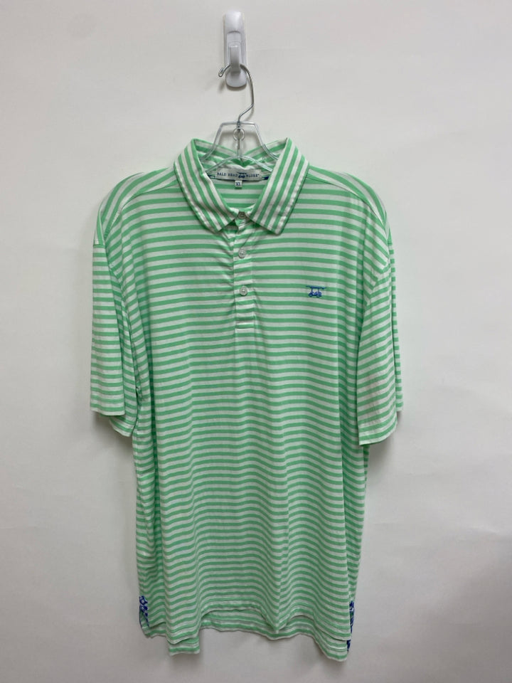 Bald Head Blues Size XL Mint Green White Stripes Polo Men&