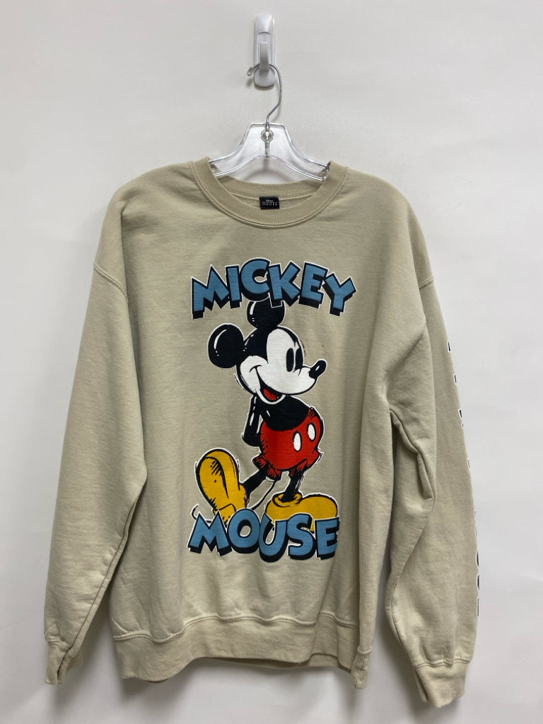 Disney Size L Beige Black/Red Mickey Mouse Ladies Sweatshirt