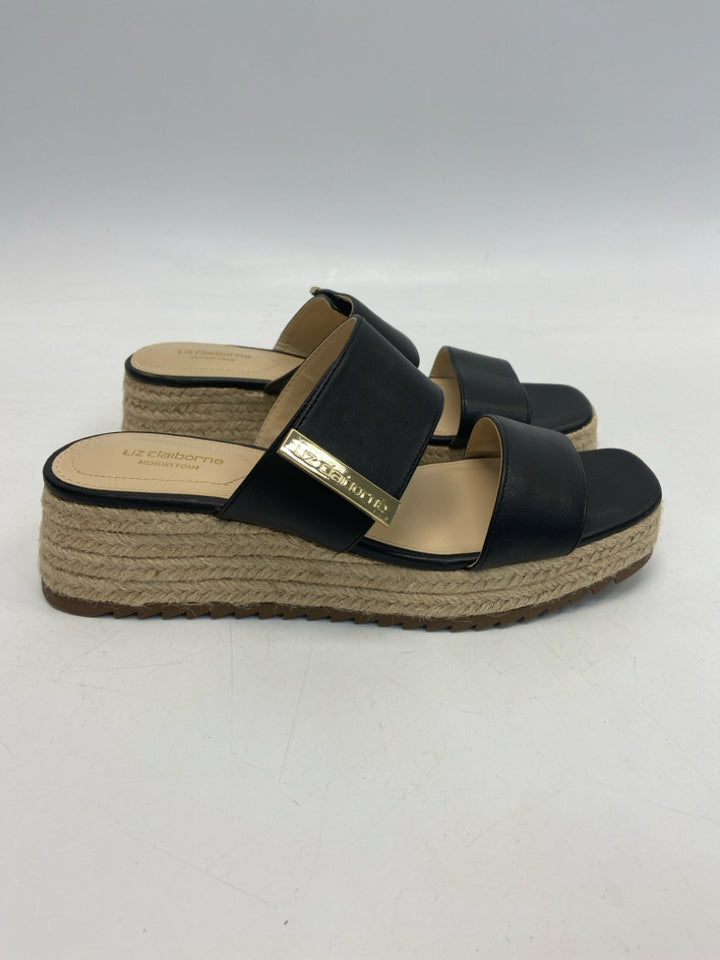Liz Claiborne  Size 8 Black Natural Sandals