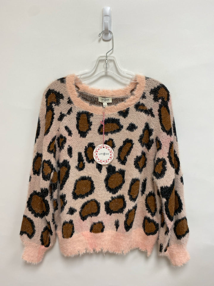 NWT Umgee Size S Pale Pink Brown/Black Animal Print Ladies Sweater