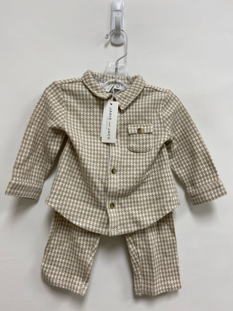 NWT Janie and Jack SIZE 12-18M Tan White Houndstooth Boy&