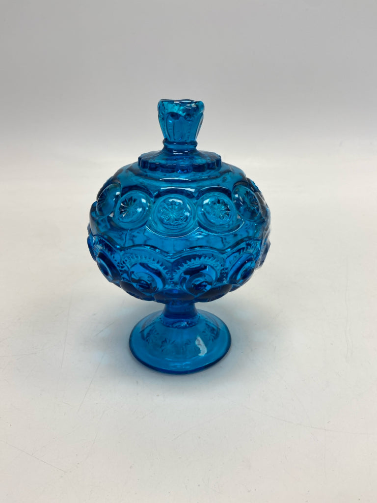 Royal Blue Moon/Stars Glass Candy Container