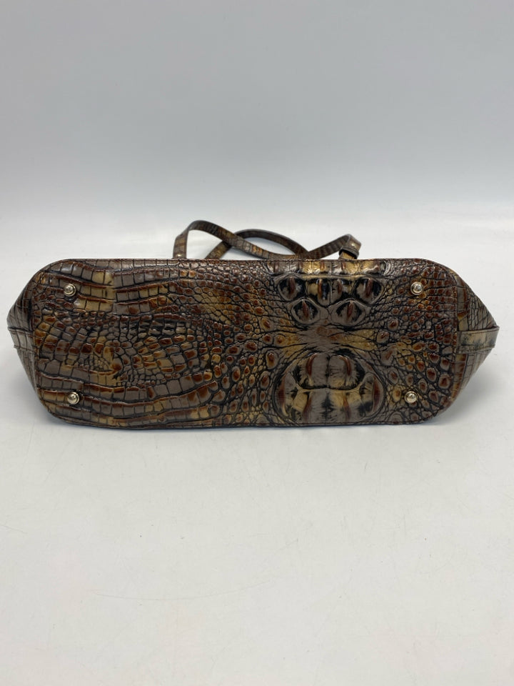 Brahmin Brown Gold Embossed Handbag