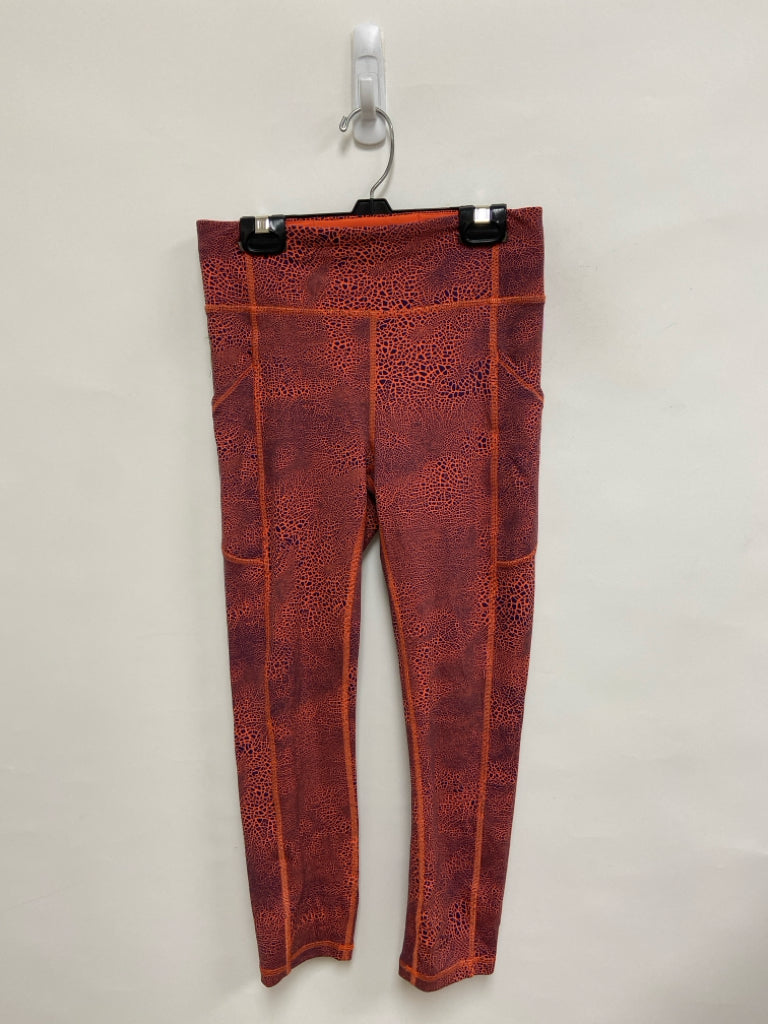Lululemon Size 6 Orange/Navy Crackle Athletic Leggings