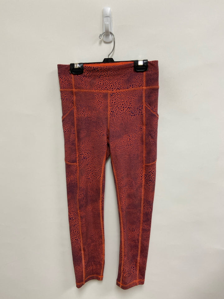 Lululemon Size 6 Orange/Navy Crackle Athletic Leggings