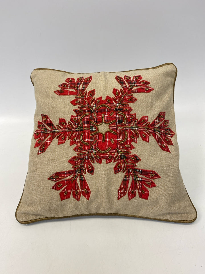 Pier 1 Gold Red Poinsettia Christmas
