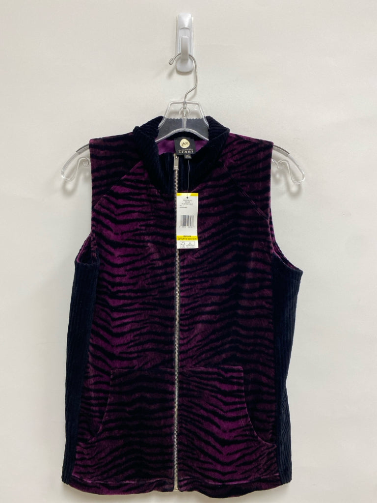 NWT Jones New York Size M Purple Black Zebra Print Fleece Ladies Vest