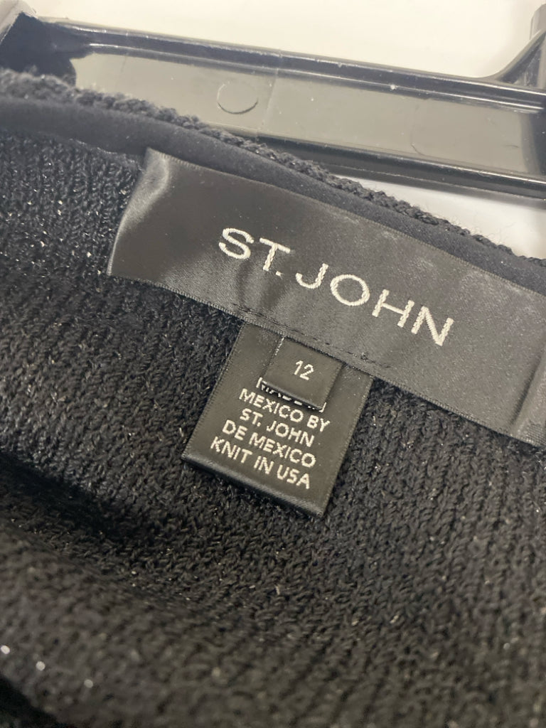 ST. JOHN Size 12 Black Sparkle Ladies Skirt