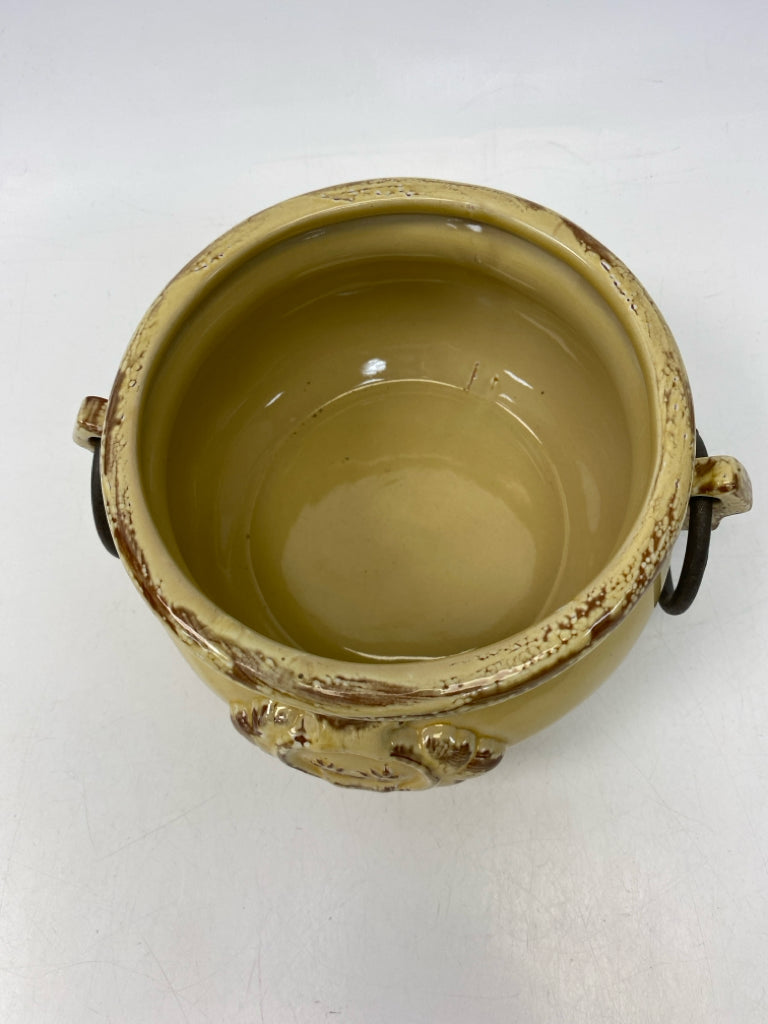 Yellow Distressed Ceramic Planter