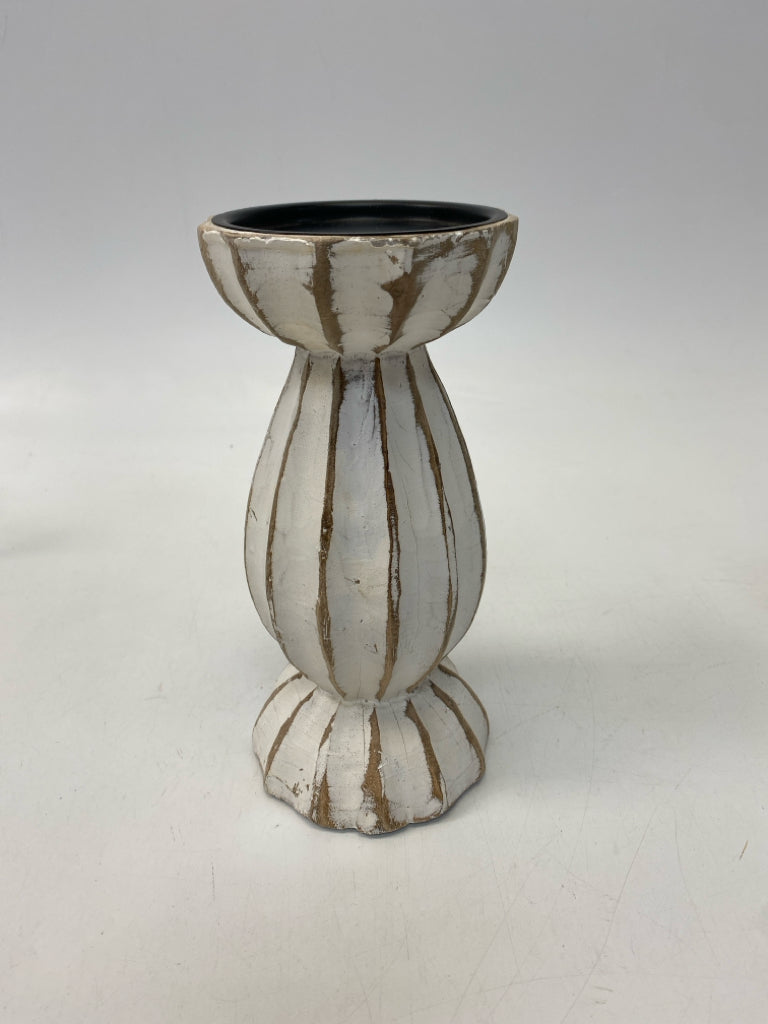 White Tan Distressed Candleholder(s)