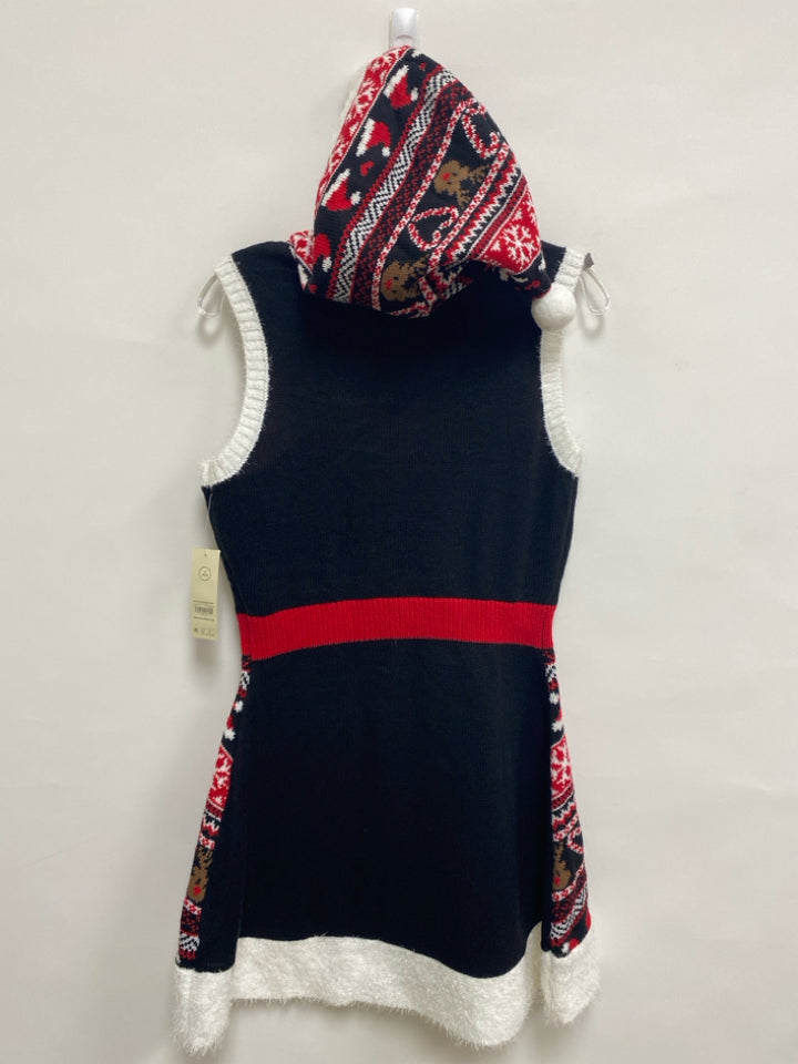 NWT No Boundaries Size S Black Red/White Christmas Sleeveless Ladies Dress
