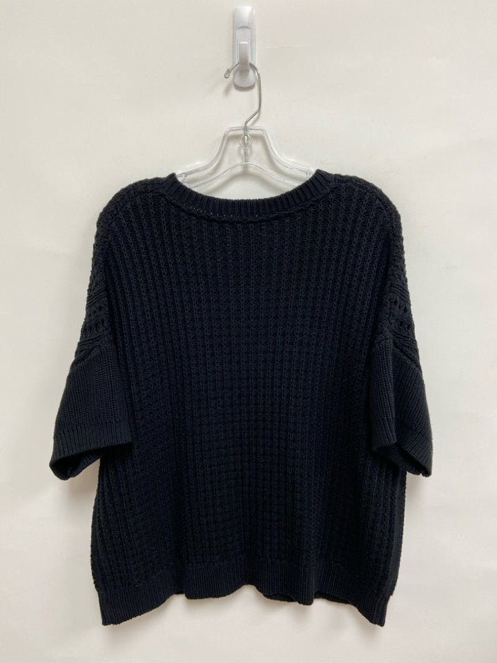 Sundance Size XL Black Texture Short Sleeve Ladies Sweater
